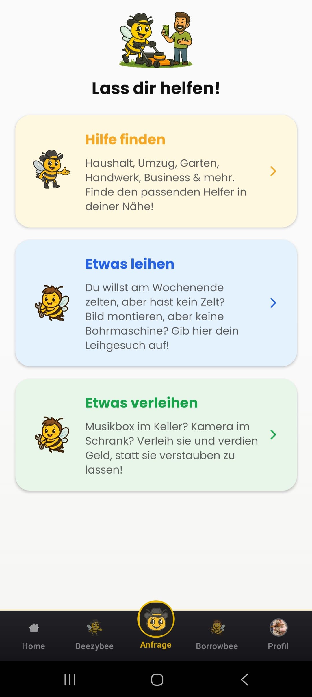 Beezybee App — Hilfe finden